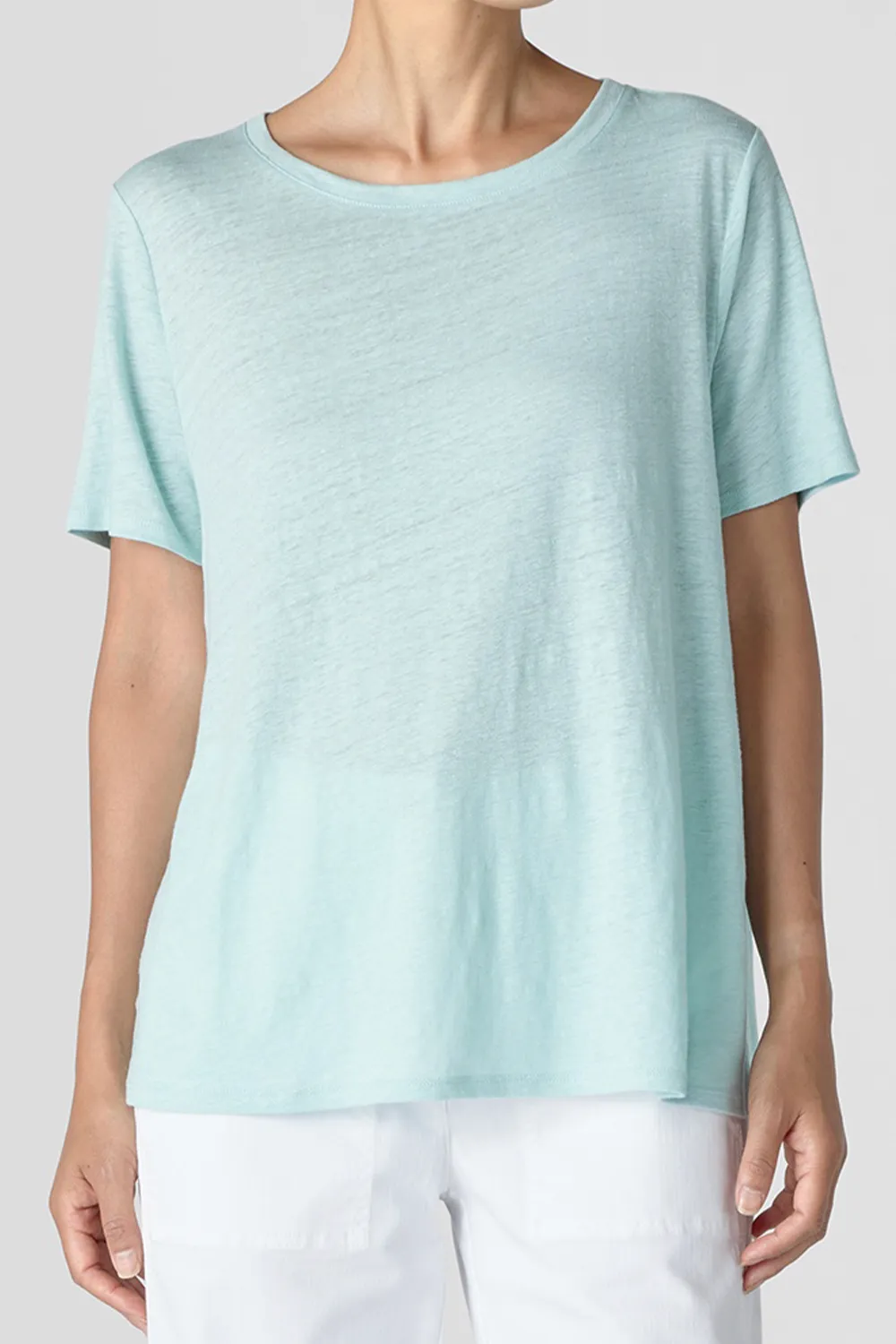 Organic Linen Jersey Crew Neck Short Sleeve Tee Clearwater