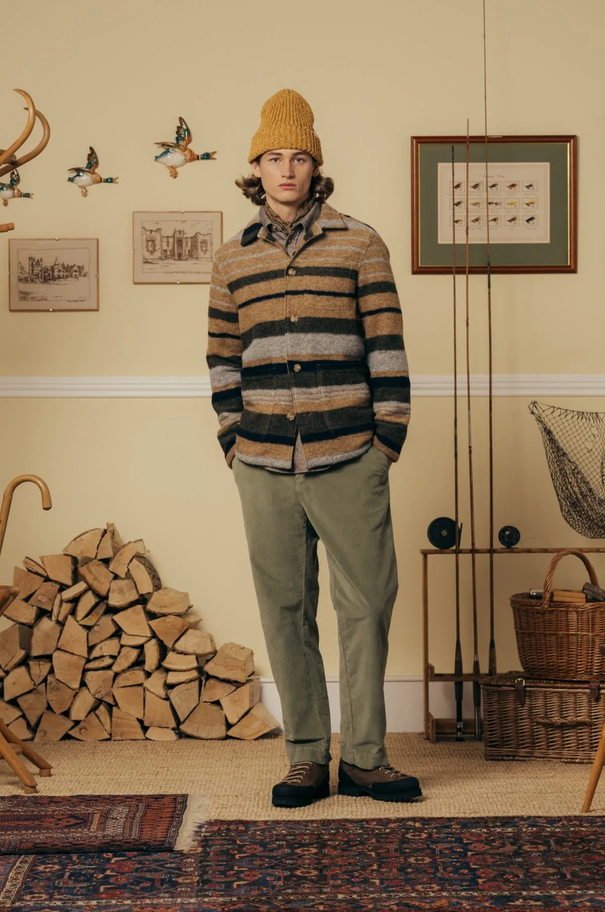 Ormiston Jacket Tan/Olive/Navy Stripe