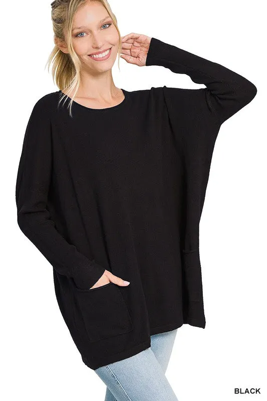 OVERSIZED FRONT POCKET SWEATER