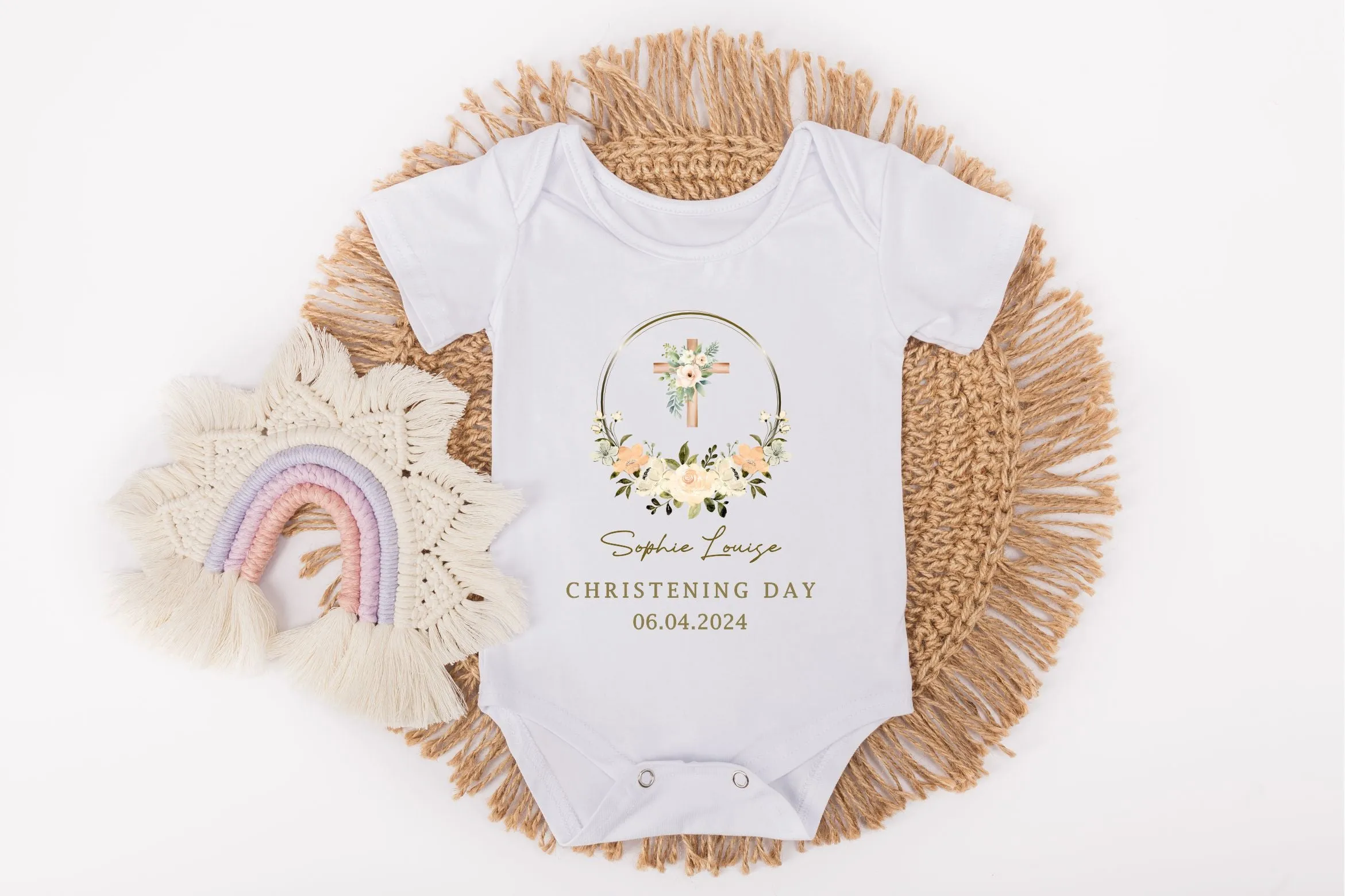 Personalised Christening Day Baby Outfit - On My Christening Day Vest or Rompersuit