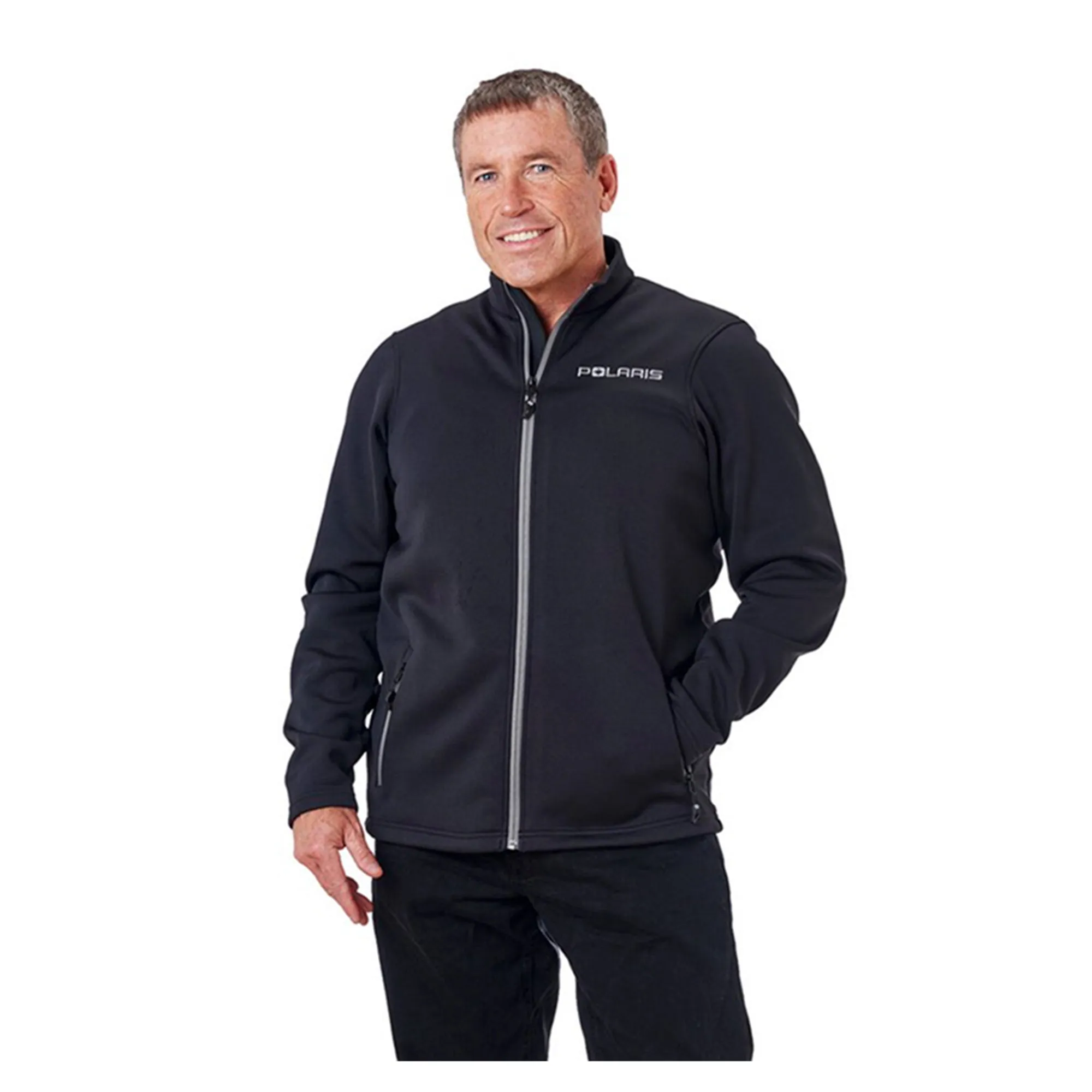 Polaris  Black Gray Full Zip Mid Layer Jacket Insulated Warm Fleece Lining