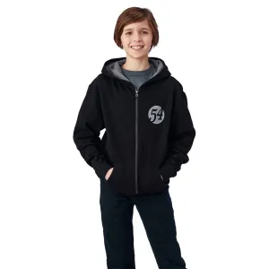 Polaris  Black Youth Full Zip Retro Hoodie w Logo Soft Comfy Warm