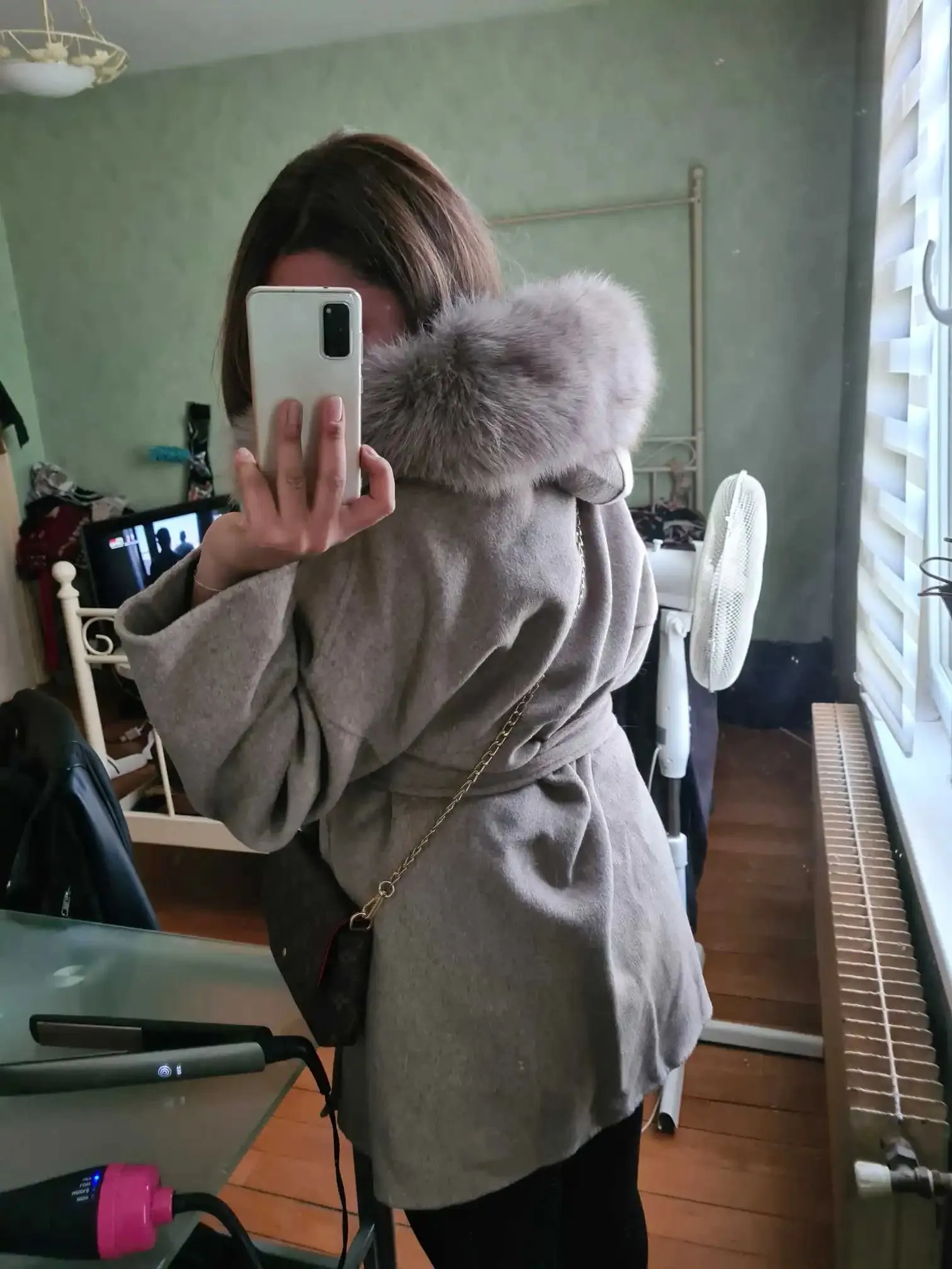 Real Fur Coat Winter Jacket for Women with Belt