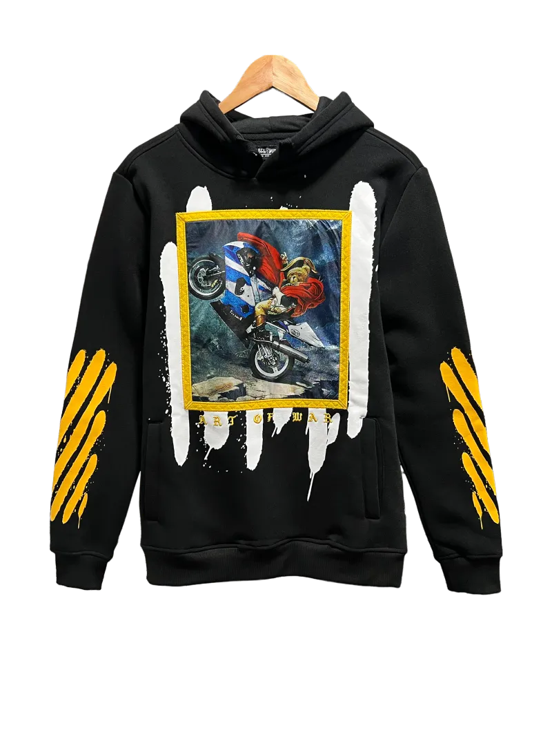 Rebel Minds Black Men's Graphic Hoodies Long Sleeves Regular-Fit