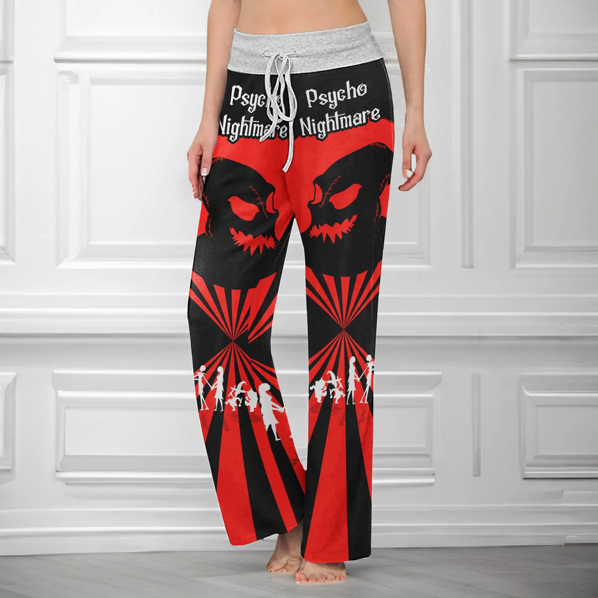 Red Moon Nightmare Art Women's High-waisted Wide Leg Pants