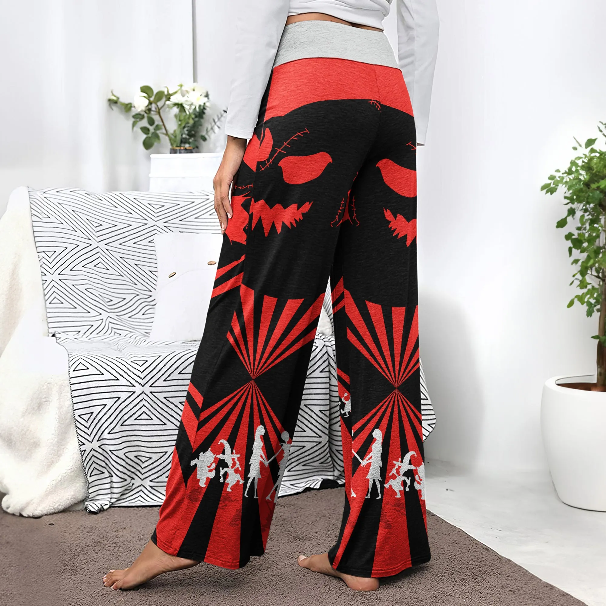 Red Moon Nightmare Art Women's High-waisted Wide Leg Pants