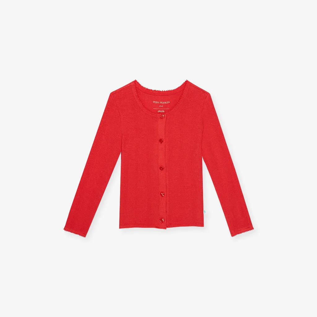 Red Pointelle Cardigan