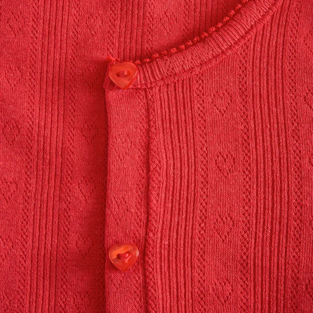 Red Pointelle Cardigan