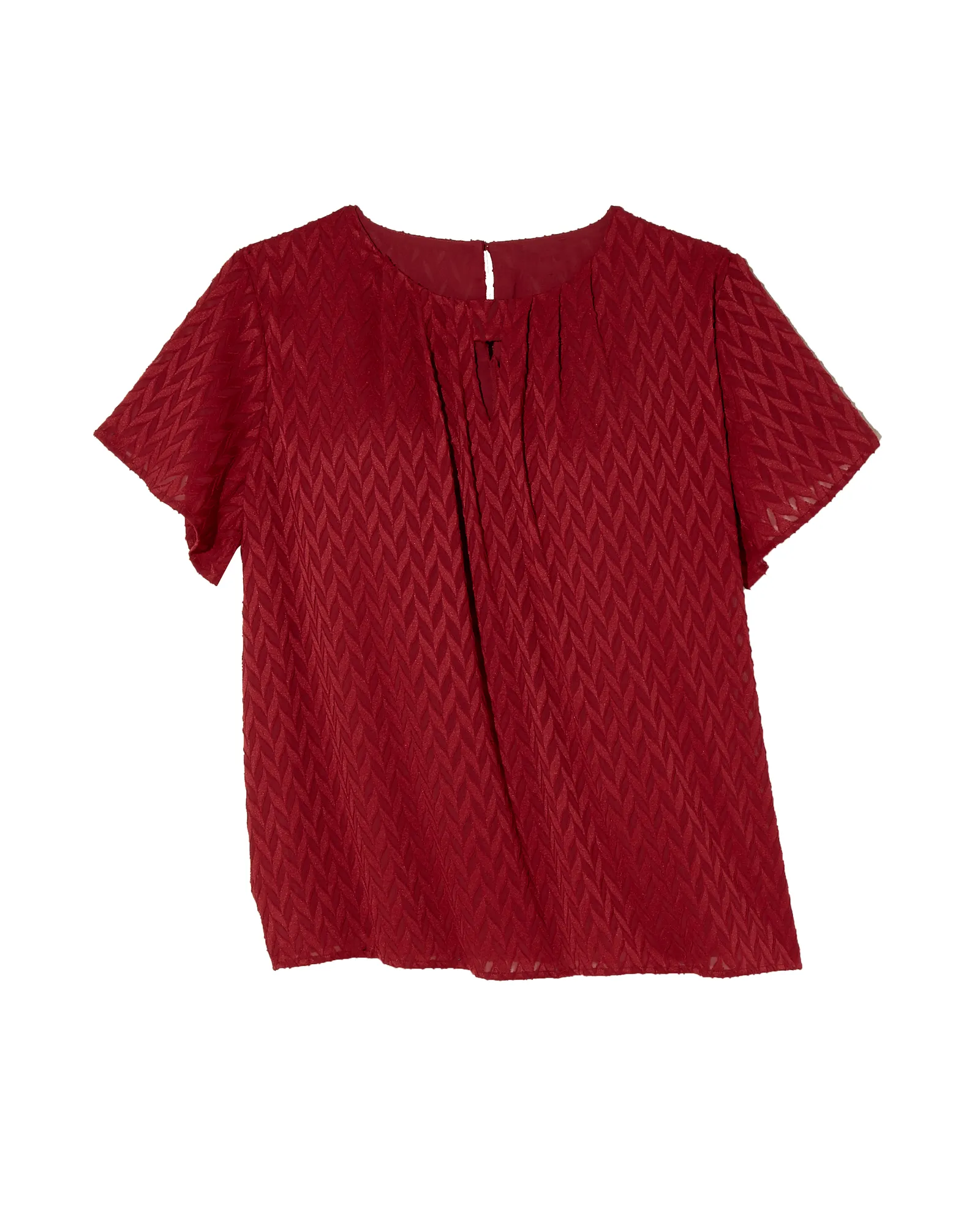 Sean Short Flutter Sleeve Pleated Blouse | Burgundy