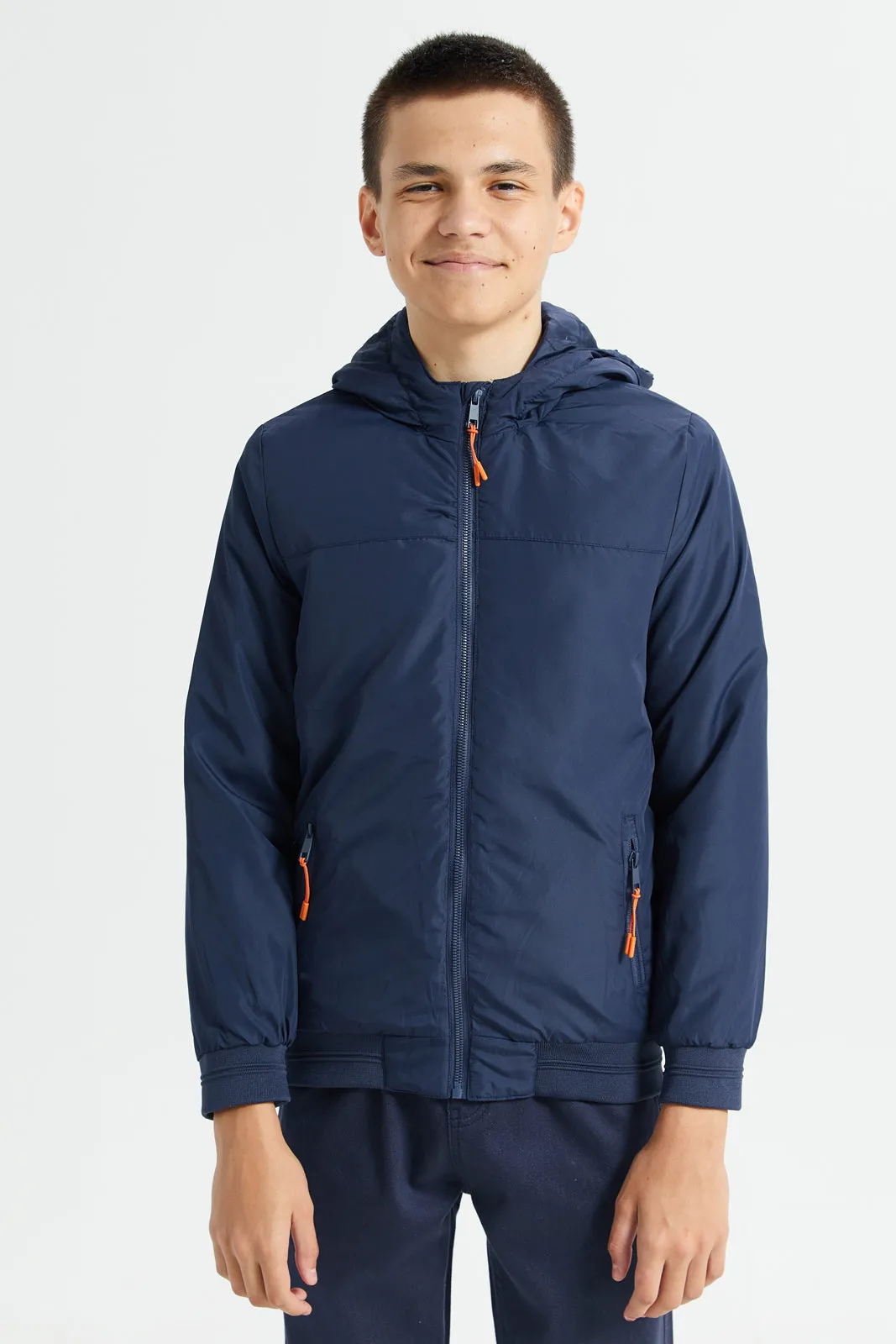 Senior Boys Navy Hooded Jacket