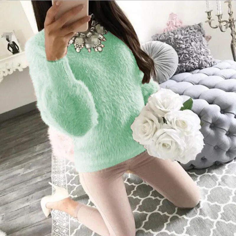 VenusFox Soft Knitted Fleece Warm Elegant Sweater Pullovers Top