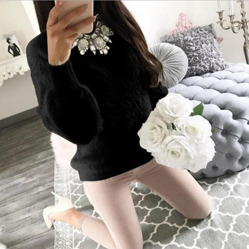 VenusFox Soft Knitted Fleece Warm Elegant Sweater Pullovers Top