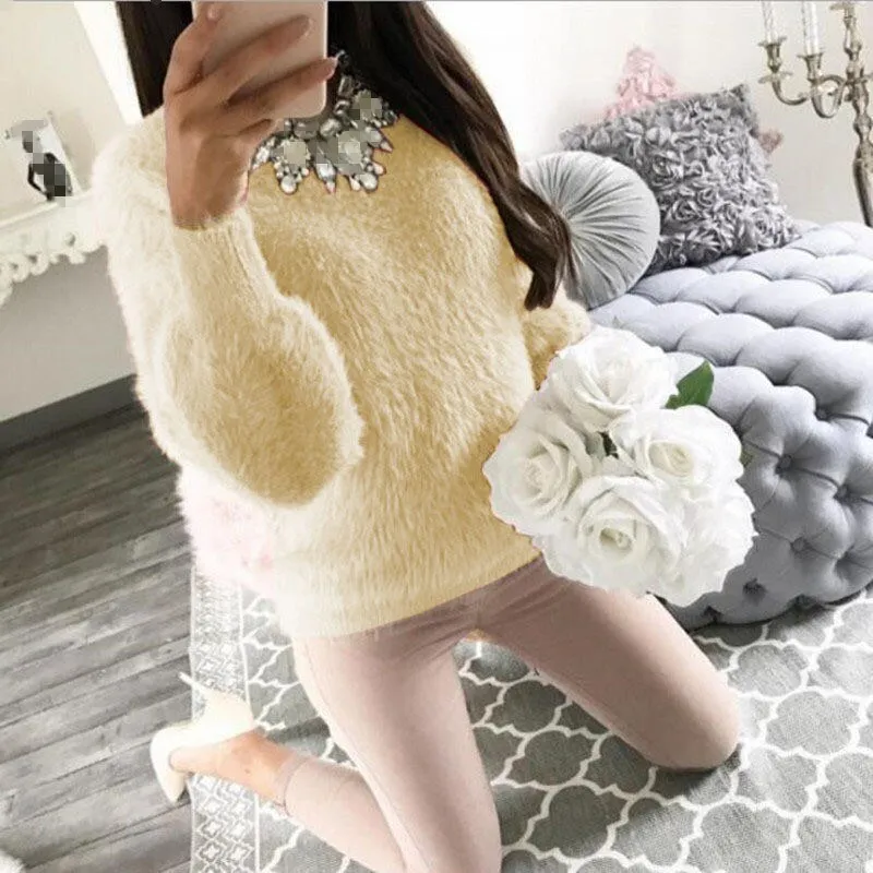 VenusFox Soft Knitted Fleece Warm Elegant Sweater Pullovers Top