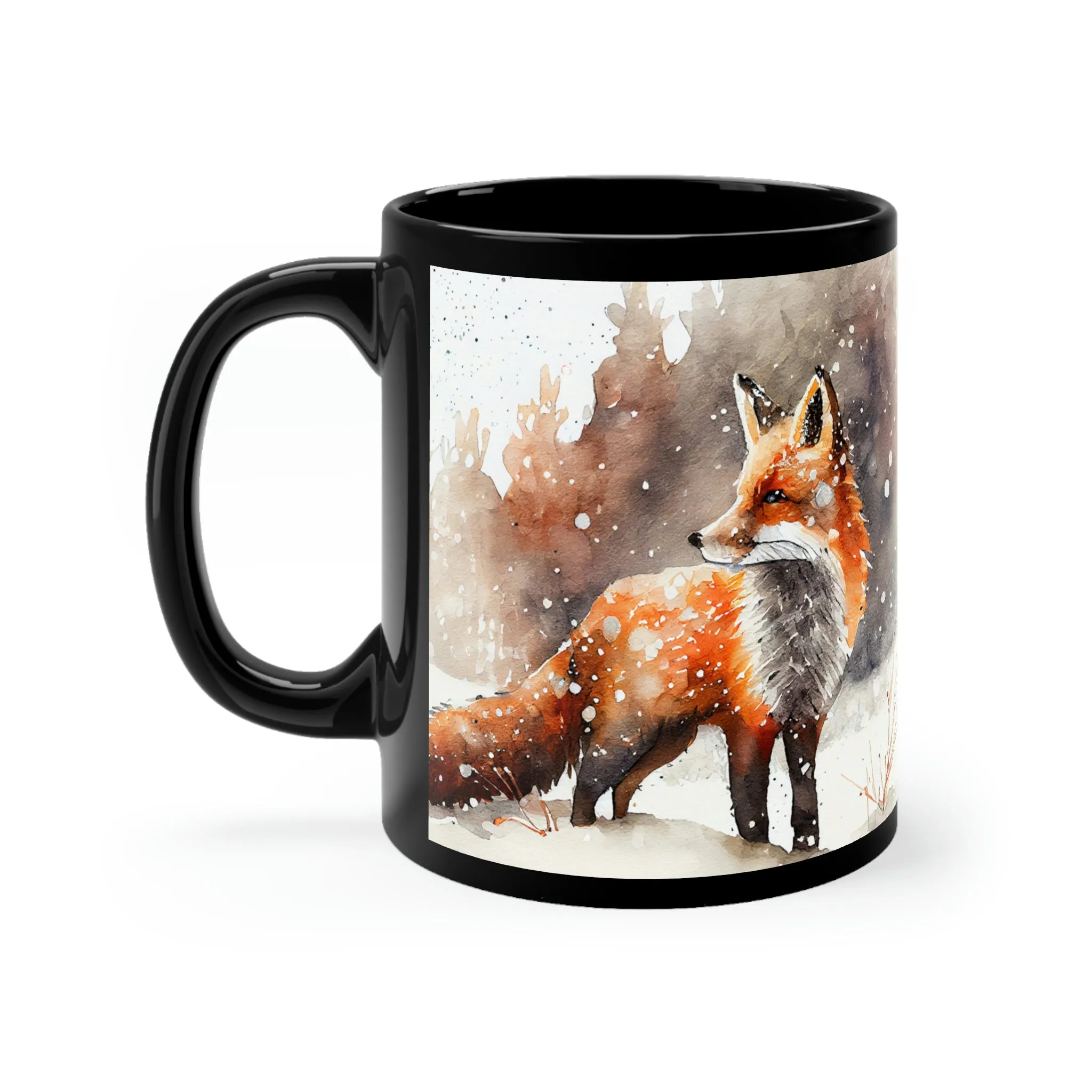 Winter Fox 04 - Black mug 11oz