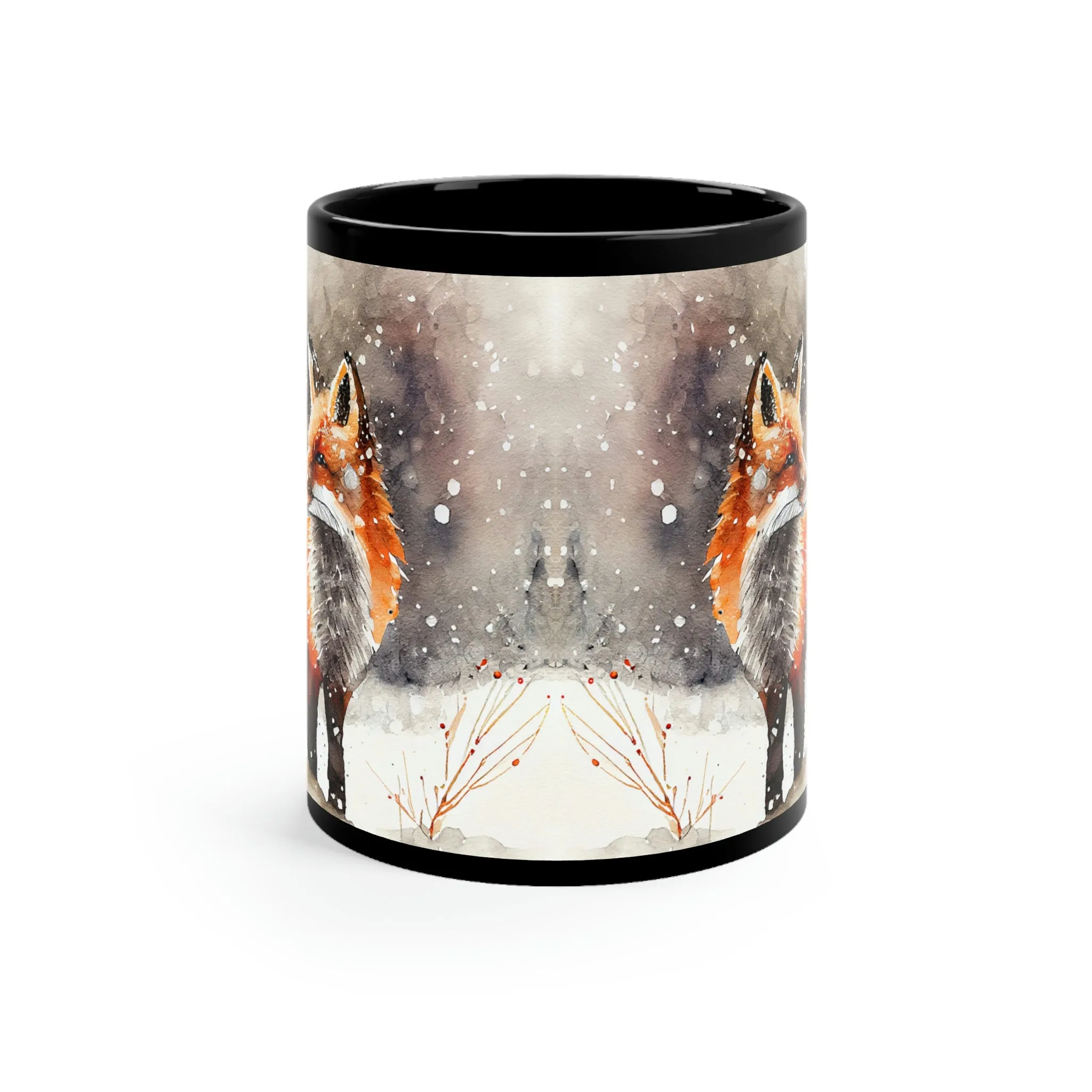 Winter Fox 04 - Black mug 11oz