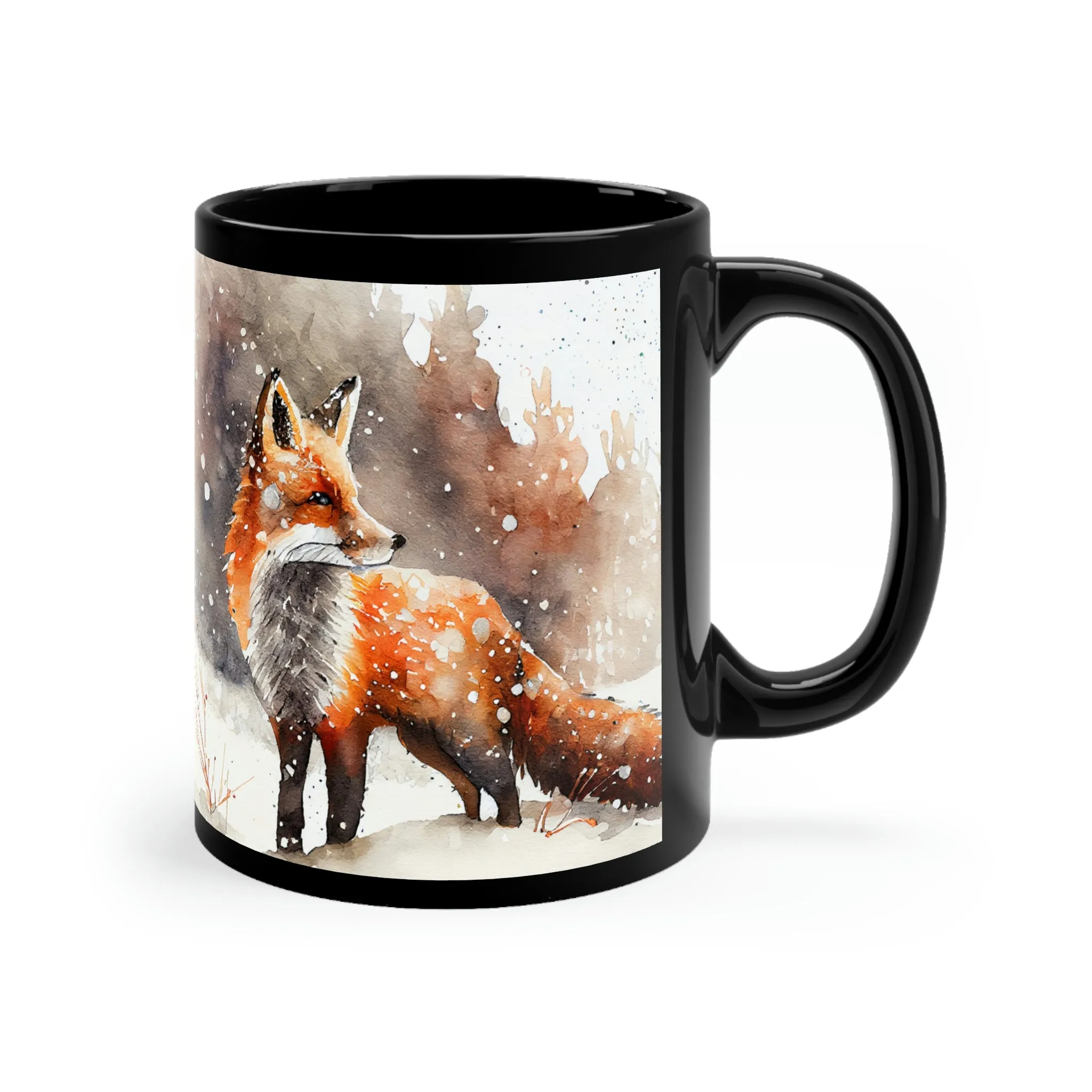 Winter Fox 04 - Black mug 11oz