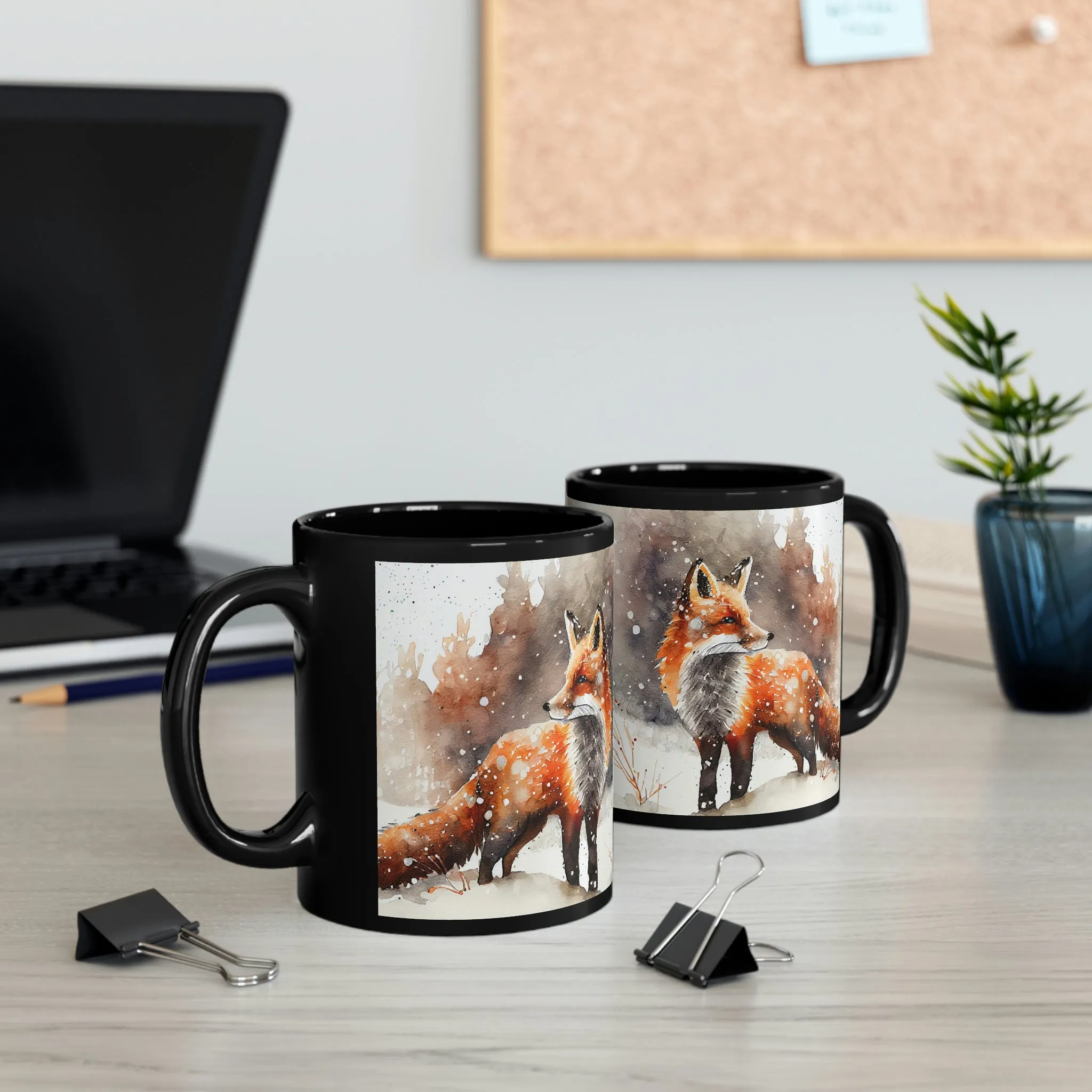 Winter Fox 04 - Black mug 11oz