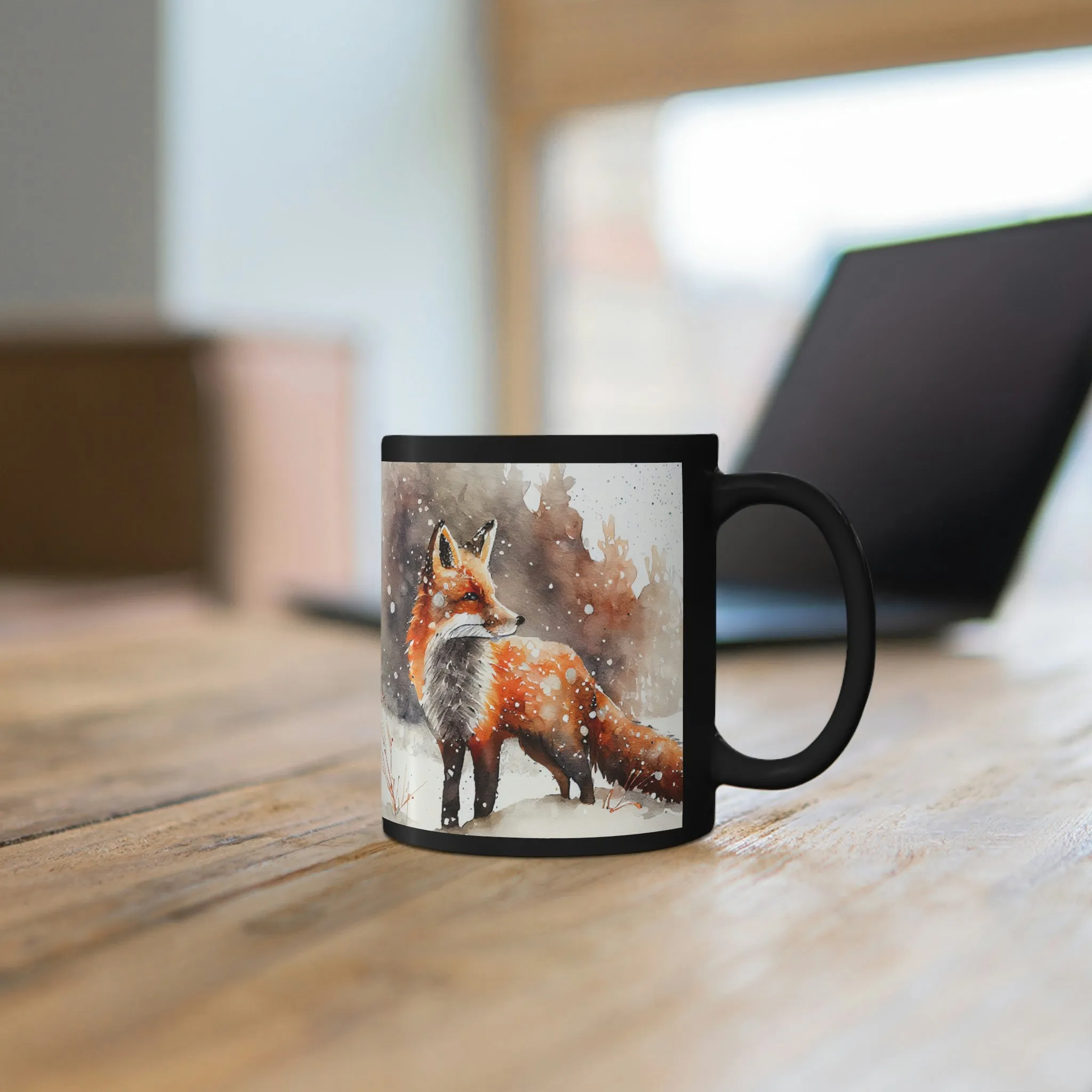 Winter Fox 04 - Black mug 11oz