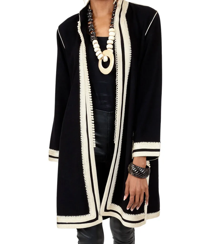 Women's Moroccan Jacket: White on Black