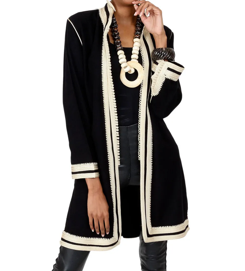 Women's Moroccan Jacket: White on Black