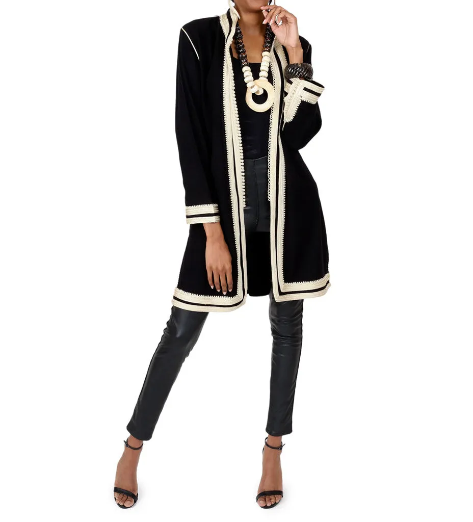 Women's Moroccan Jacket: White on Black