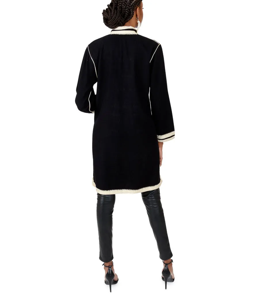 Women's Moroccan Jacket: White on Black