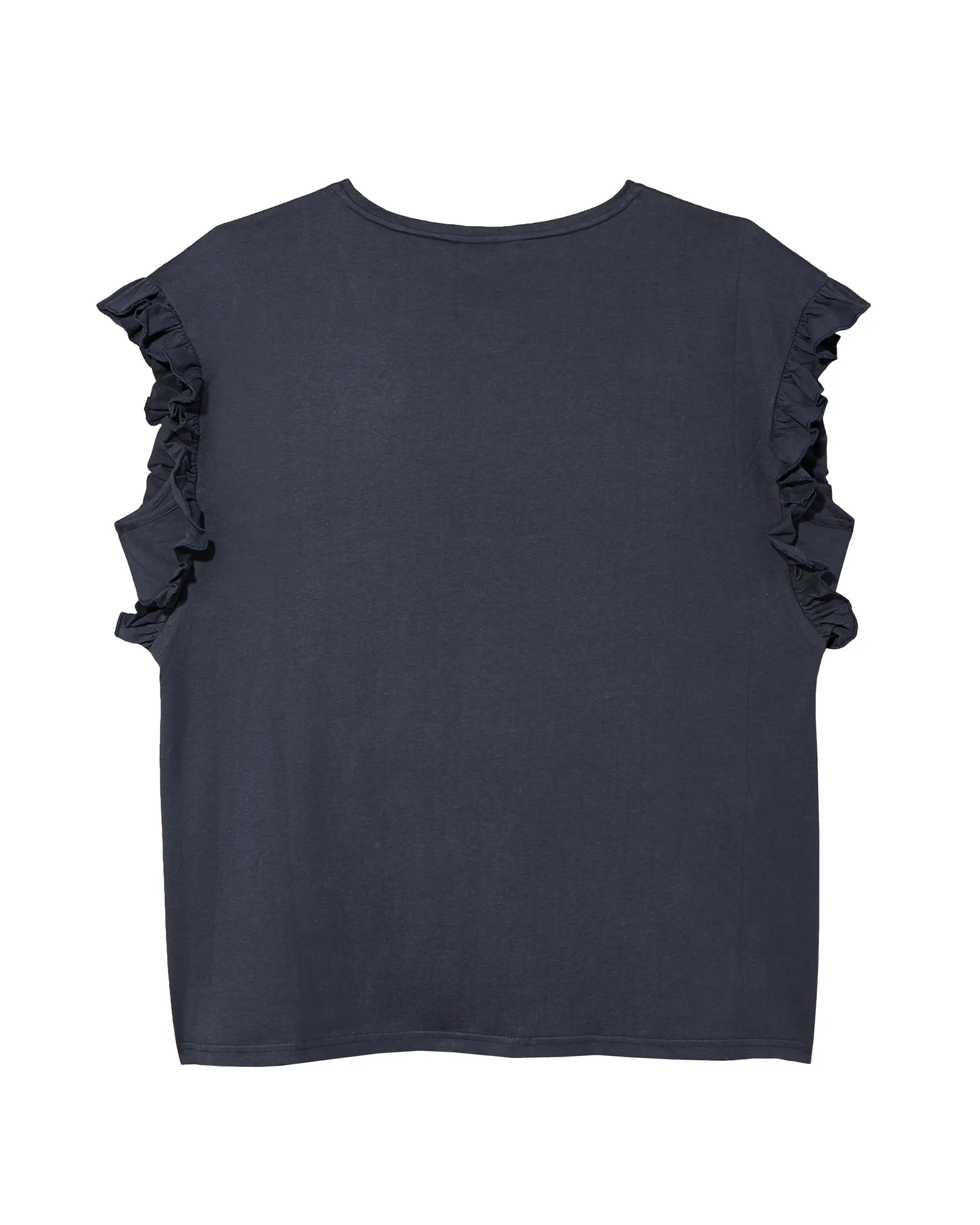 Xander Ruffled Sleeve Knit Top | Navy