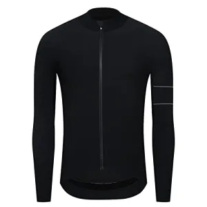 YKYW Men's PRO Team Aero Cycling Jersey Coat Winter 10-20℃ Race Fit Fleece Thermal Black