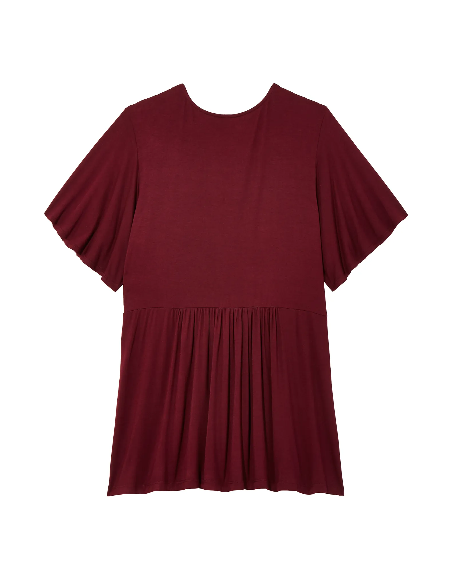 Zena Short Sleeve Empire Waist Top | Burgundy