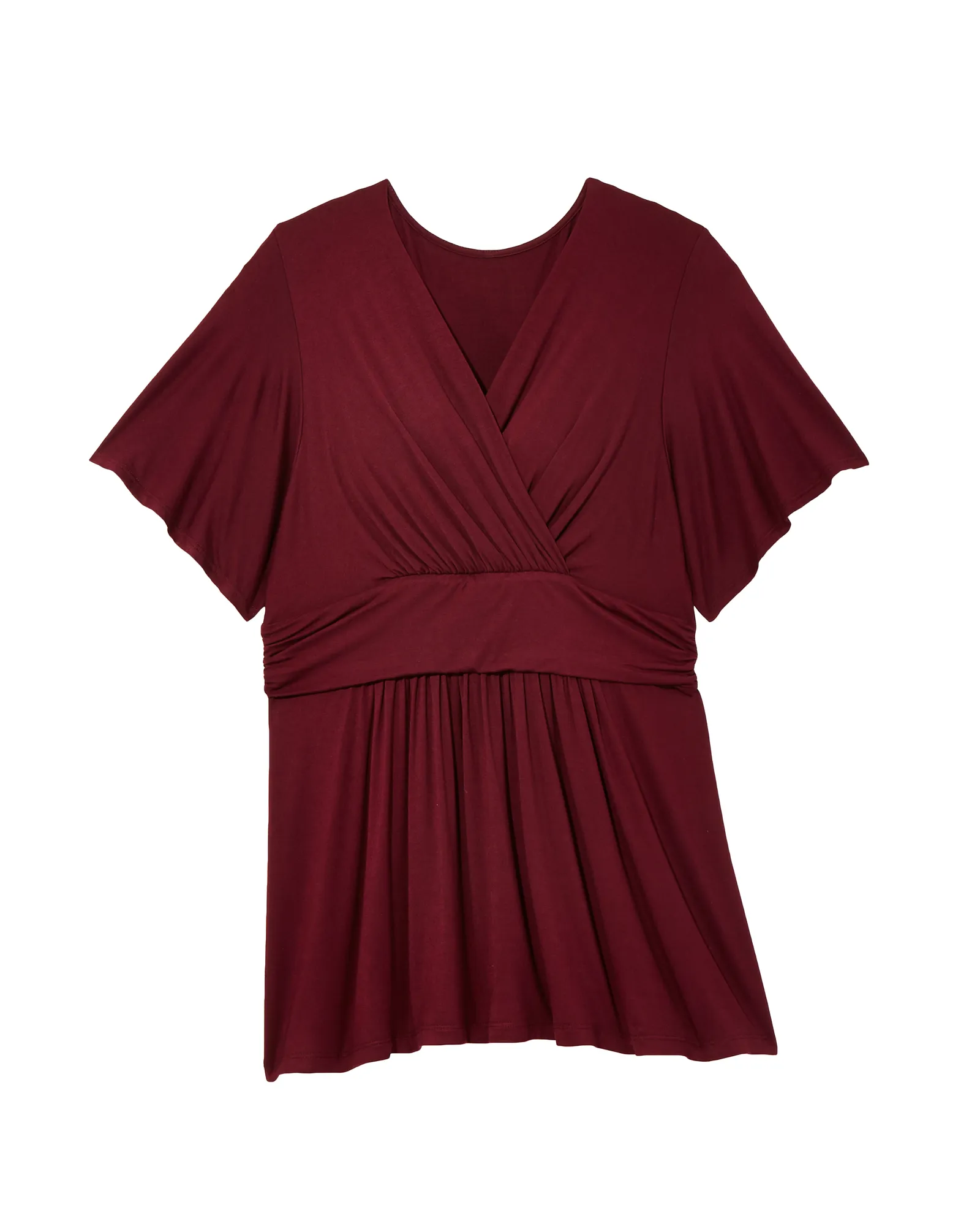 Zena Short Sleeve Empire Waist Top | Burgundy