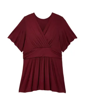 Zena Short Sleeve Empire Waist Top | Burgundy